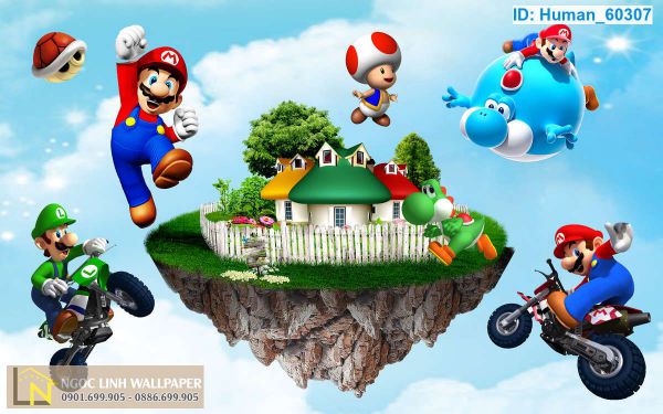 giấy dán tường 3d trẻ em Super Mario