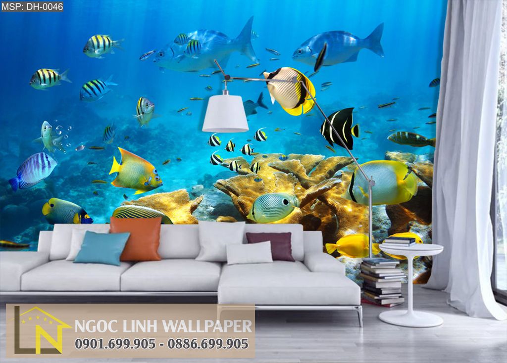Tranh Dán Tường 3D Phong Cảnh Biển: Đại Dương Kỳ Thú