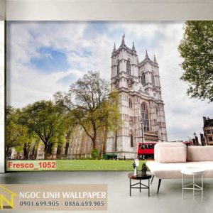 Tranh dán tường 3d nhà thờ Westminster Anh