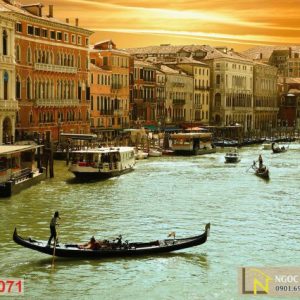 Tranh 3d châu âu dán tường kênh đào Venezia của Ý
