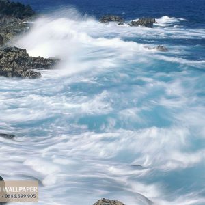 Tranh 3d phong cảnh biển sóng đánh