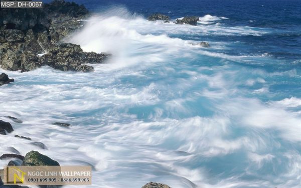 Tranh 3d phong cảnh biển sóng đánh
