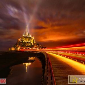 Tranh 3D thành phố Mont Saint Michel Pháp