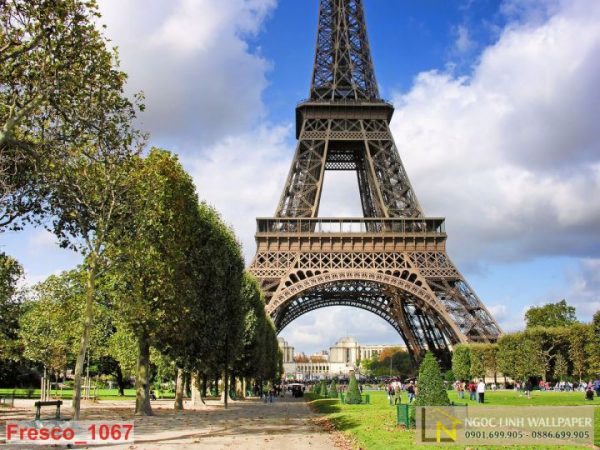 Tranh 3D thành phố Tháp Eiffel Paris Pháp