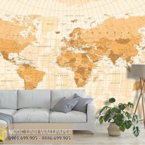 Tranh 3d cafe bản đồ thế giới