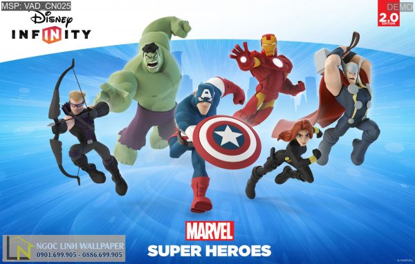 Tranh dán tường 3d cartoon marvel super heroes